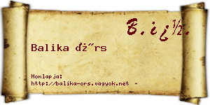 Balika Örs névjegykártya